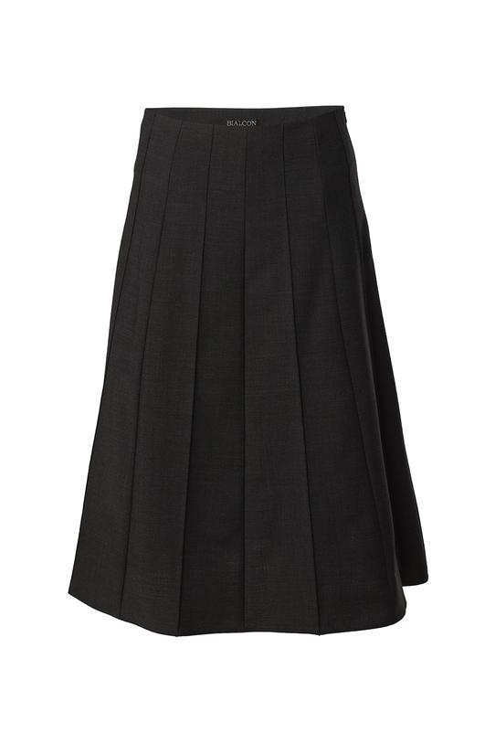 Trapezowa grafitowa spódnica za kolano z wełną - 1