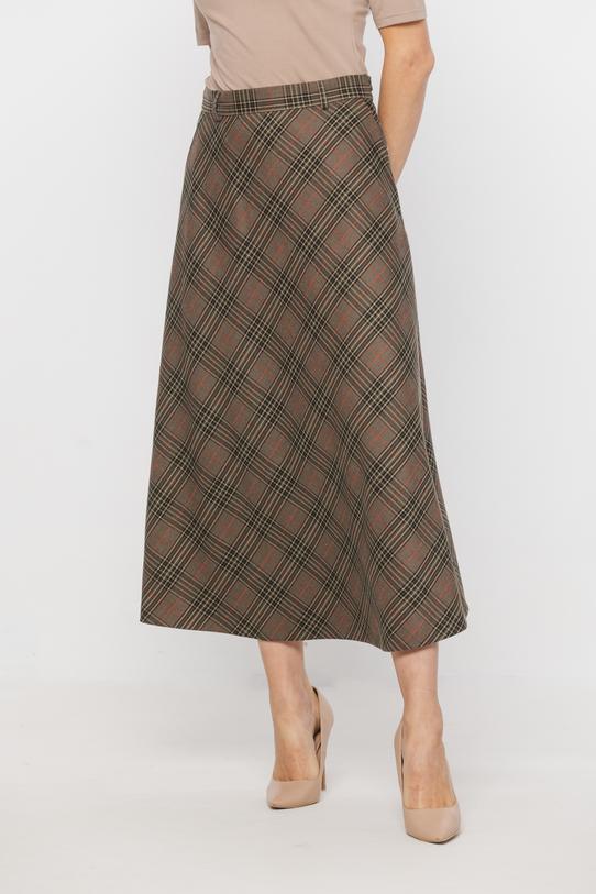 Trapezowa spódnica midi z tkaniny w kratę - 2