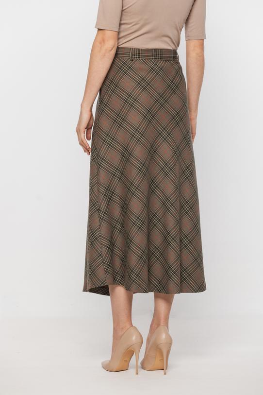 Trapezowa spódnica midi z tkaniny w kratę - 5