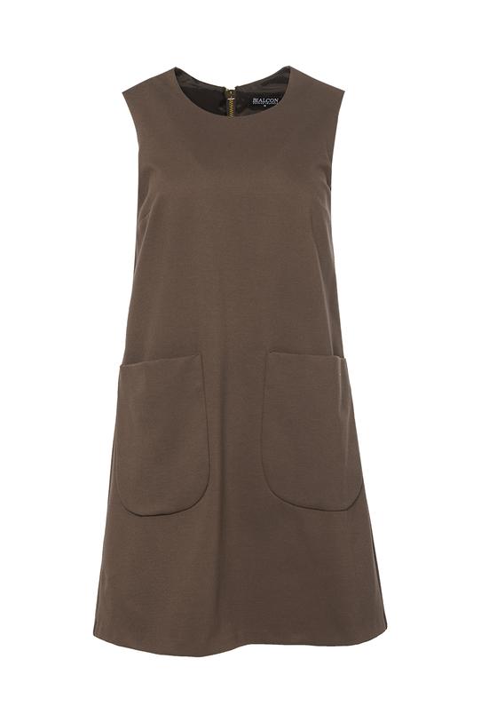 Trapezowa sukienka mini z dużymi kieszeniami - 1