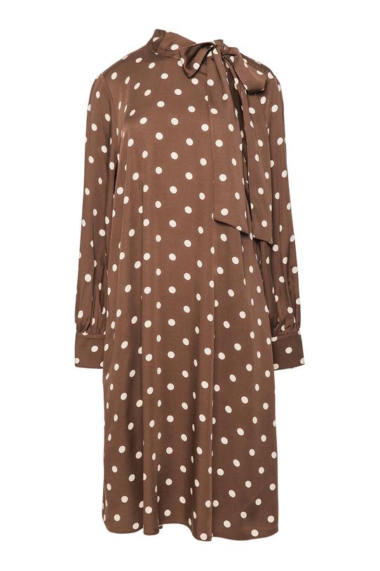 Trapezowa wizytowa sukienka z satynowej wiskozy - 1