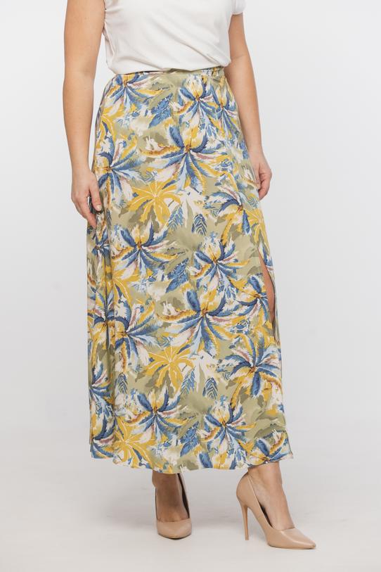 Trapezowa wzorzysta spódnica z rozcięciem z przodu - 2