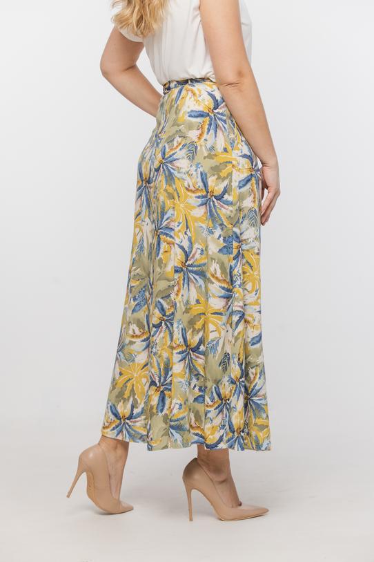 Trapezowa wzorzysta spódnica z rozcięciem z przodu - 3