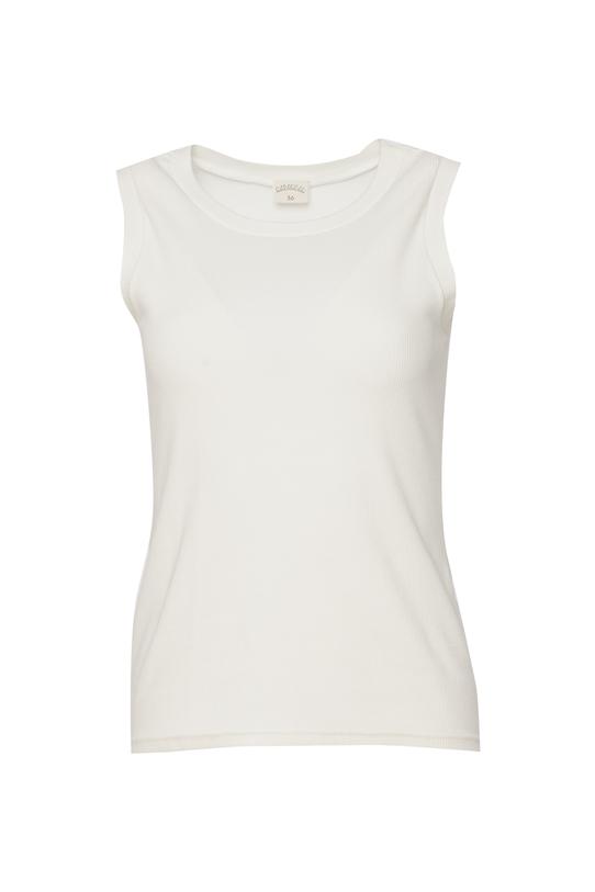 Waniliowy prążkowany top z dzianiny bawełnianej - 1