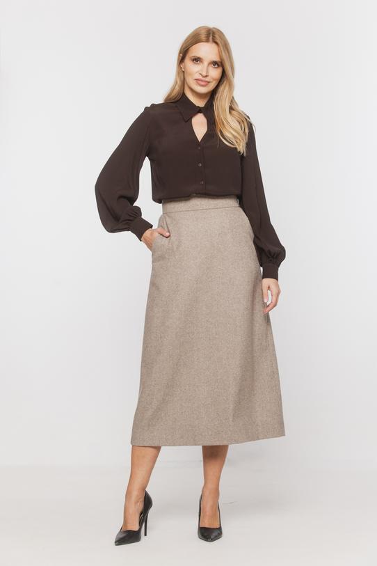 Wizualizacja Wełniana spódnica o trapezowym fasonie z kieszeniami