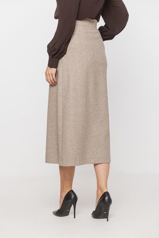 Wełniana spódnica o trapezowym fasonie z kieszeniami - 3