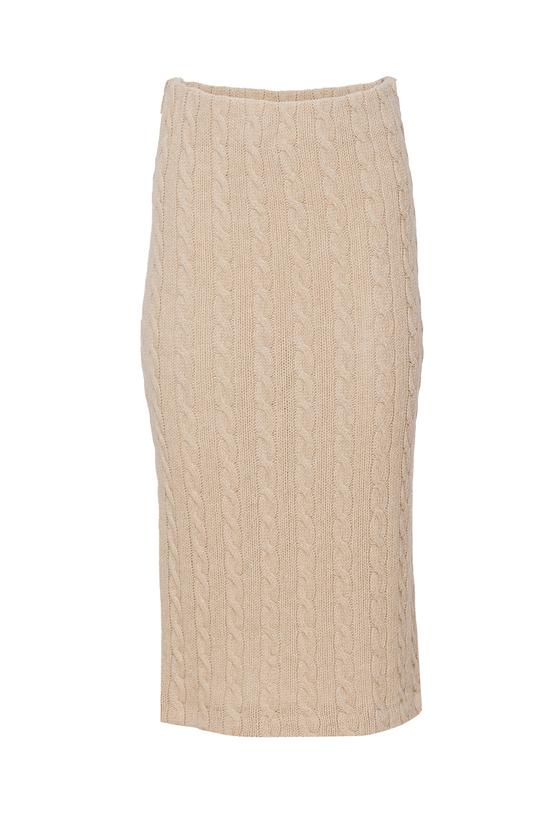 Wełniana sweterkowa spódnica w warkoczowy splot - 1