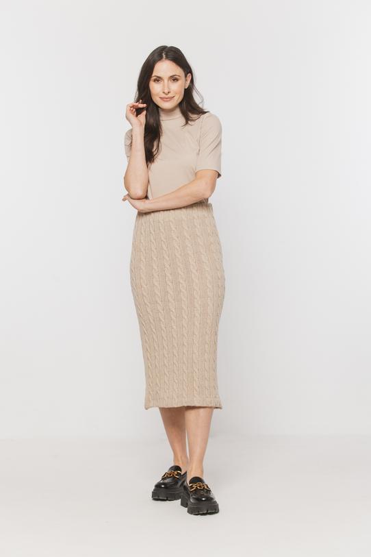 Wizualizacja Wełniana sweterkowa spódnica w warkoczowy splot