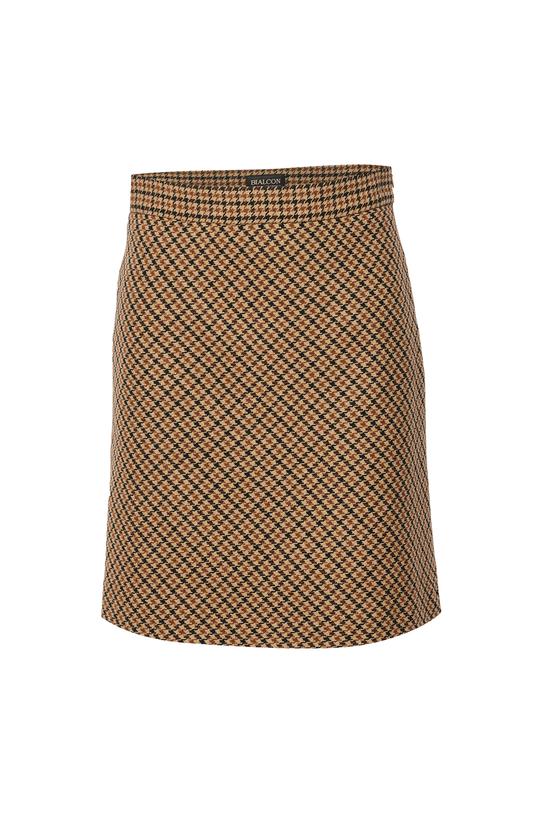 Wełniana trapezowa spódnica mini w drobną kratkę - 1