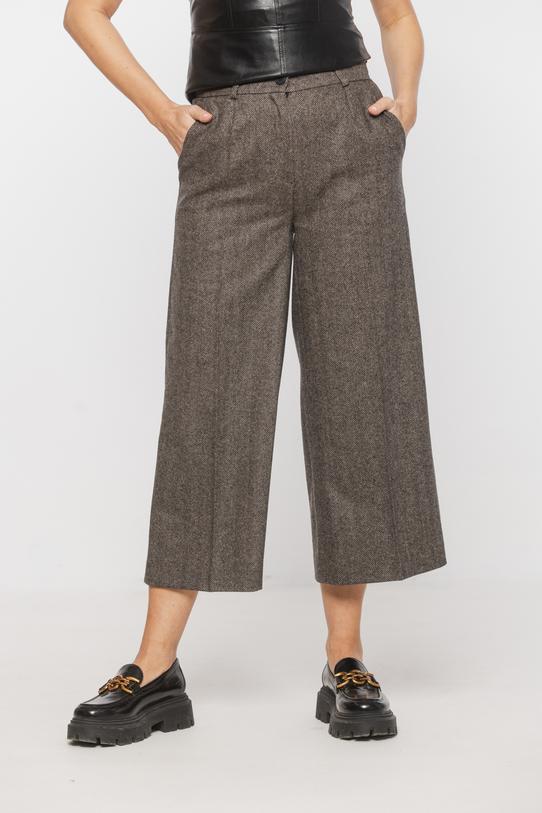 Wełniane spodnie w jodełkę  o długości 7/8 - 2