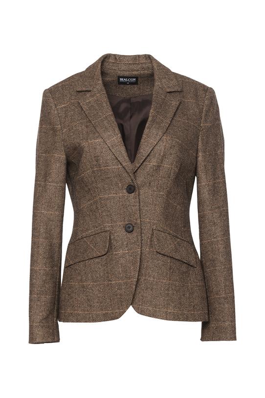 Brown wool herringbone jacket with a fitted cut - 1