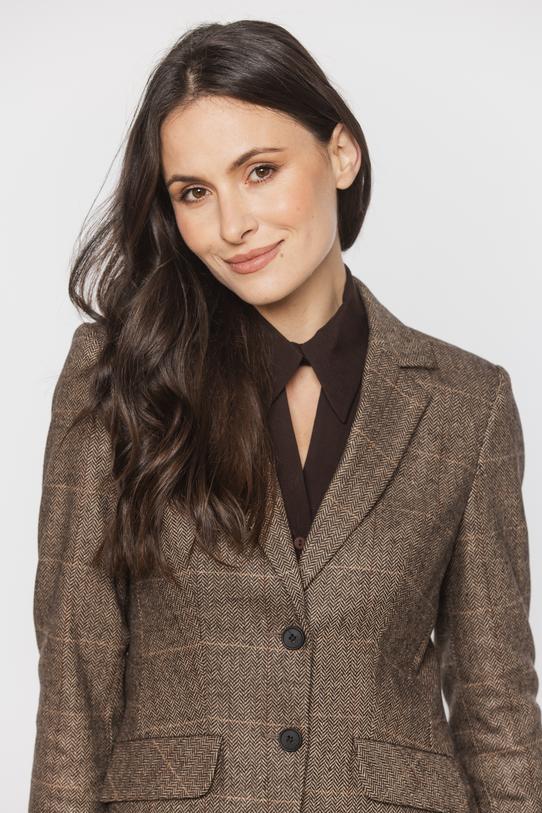 Brown wool herringbone jacket with a fitted cut - 4