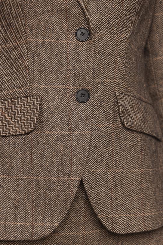 Brown wool herringbone jacket with a fitted cut - 5