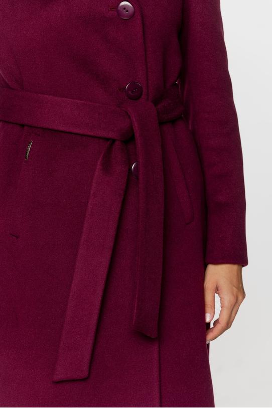 A purple woollen coat with a hood and a tie at the waist - 3
