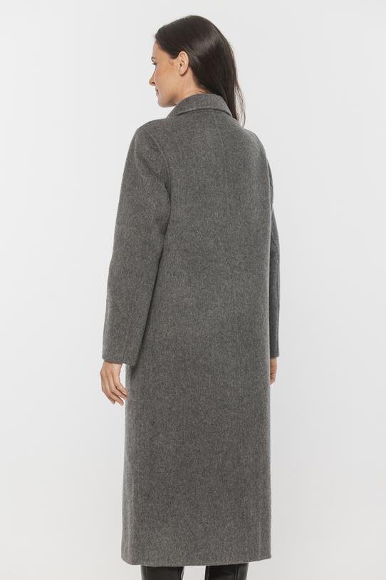 Wełniany szary płaszcz zapinany dwurzędowo - 4