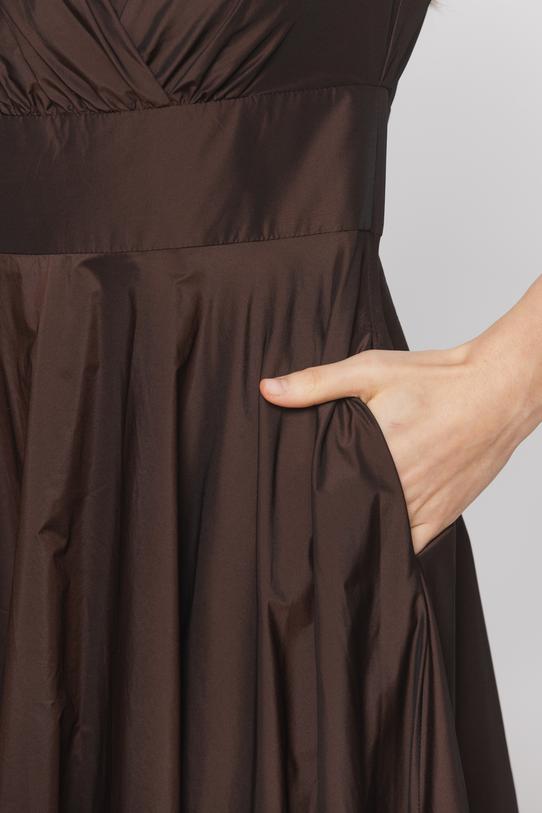 Wieczorowa sukienka z brązowej opalizującej tafty - 7