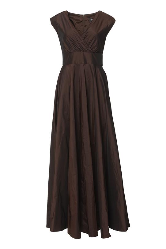 Wieczorowa sukienka z brązowej opalizującej tafty - 1