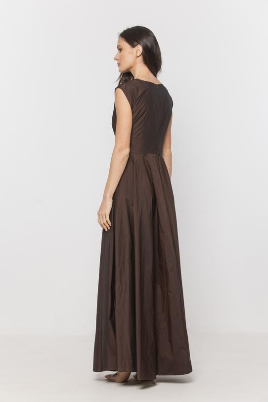 Wieczorowa sukienka z brązowej opalizującej tafty - 6