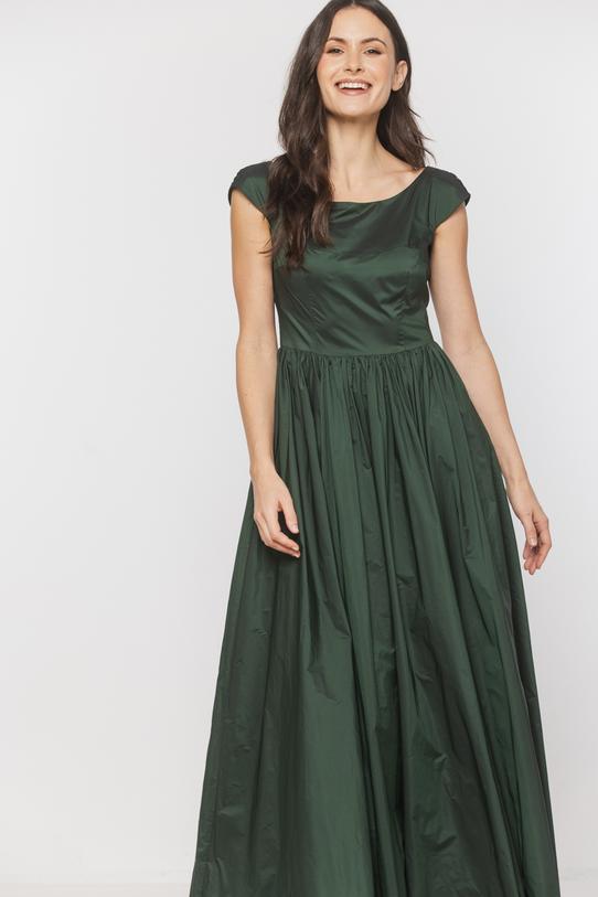 Wieczorowa suknia z tafty w kolorze królewskiej zieleni - 2