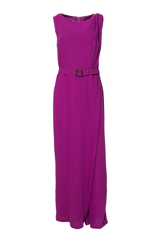 Wieczorowy długi kombinezon z eleganckiej fioletowej tkaniny - 1