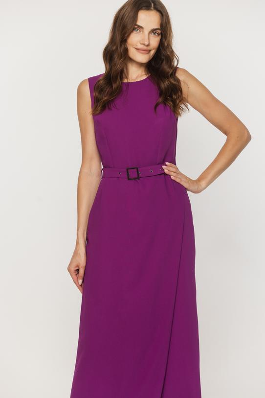 Wieczorowy długi kombinezon z eleganckiej fioletowej tkaniny - 2