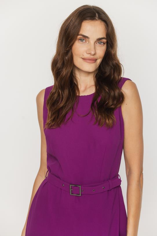 Wieczorowy długi kombinezon z eleganckiej fioletowej tkaniny - 4