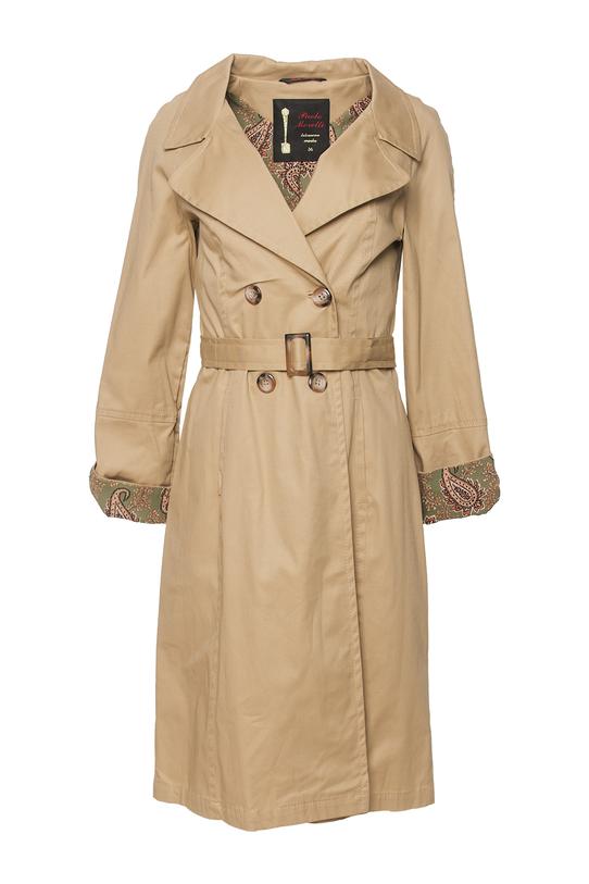 Wiosenny bawełniany trencz za kolano w kolorze karmelu - 3