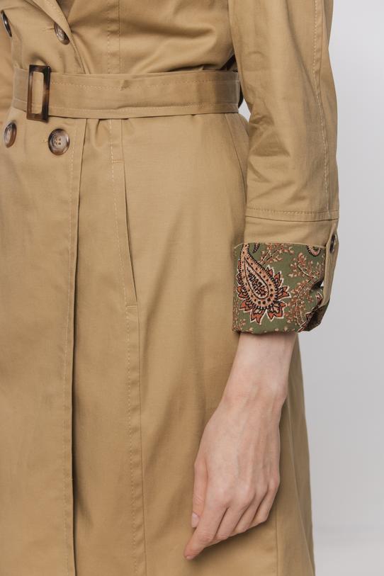 Wiosenny bawełniany trencz za kolano w kolorze karmelu - 7