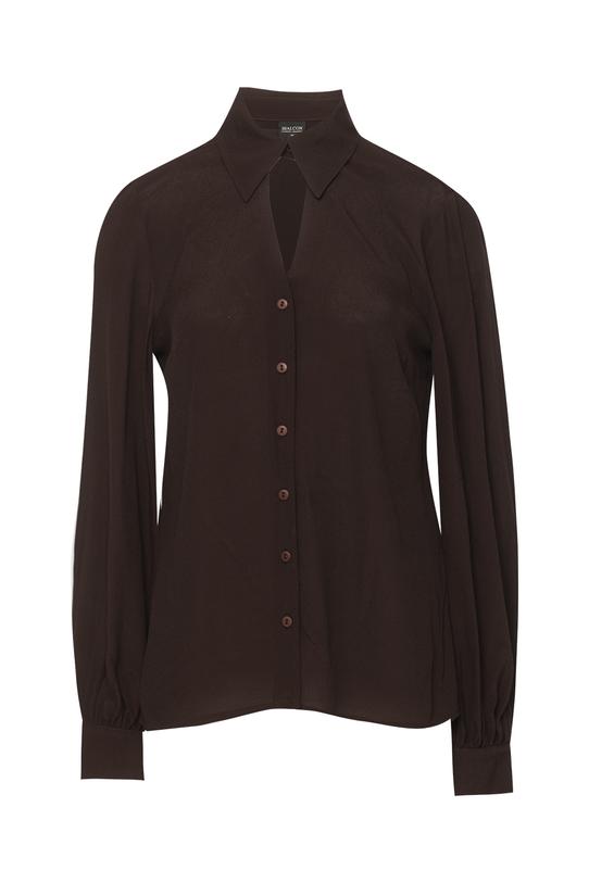 Wiskozowa brązowa koszula w eleganckim wydaniu - 1