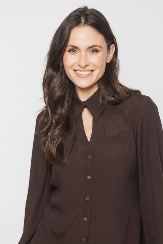 Wiskozowa brązowa koszula w eleganckim wydaniu - 3