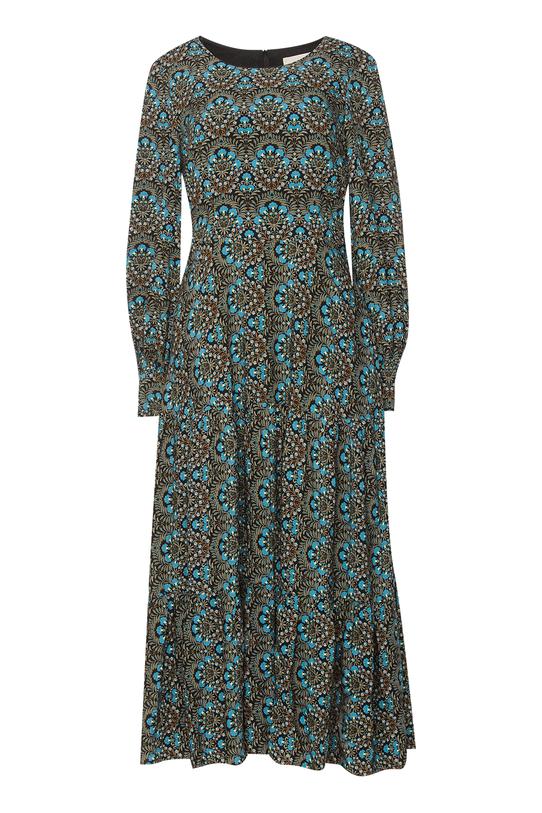 Wiskozowa falbaniasta sukienka midi z odcięciem w talii - 1