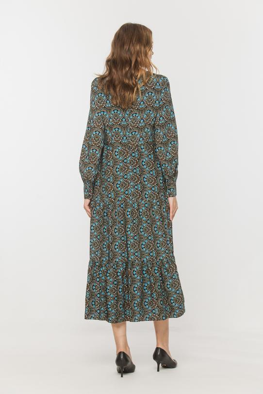 Wiskozowa falbaniasta sukienka midi z odcięciem w talii - 3