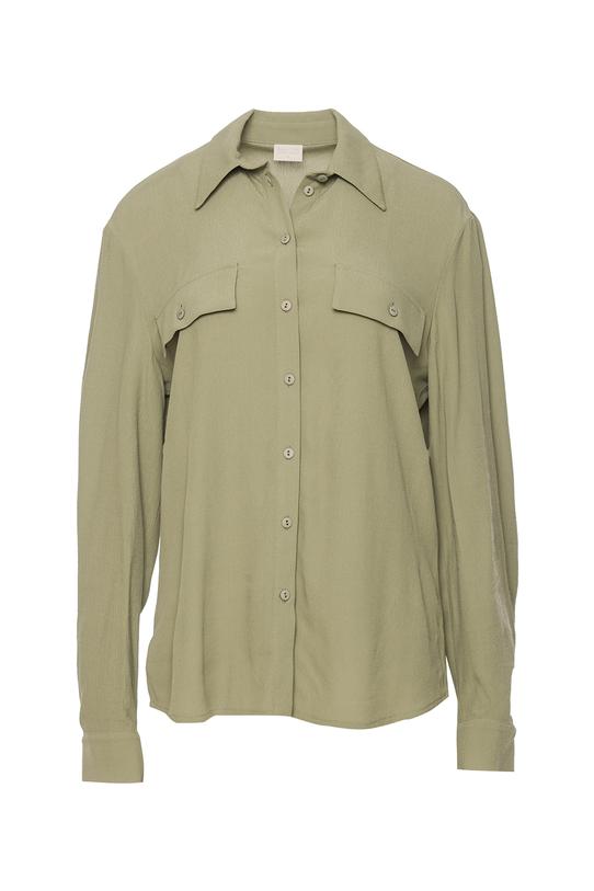 Wiskozowa koszula w kolorze khaki z długim rękawem - 1