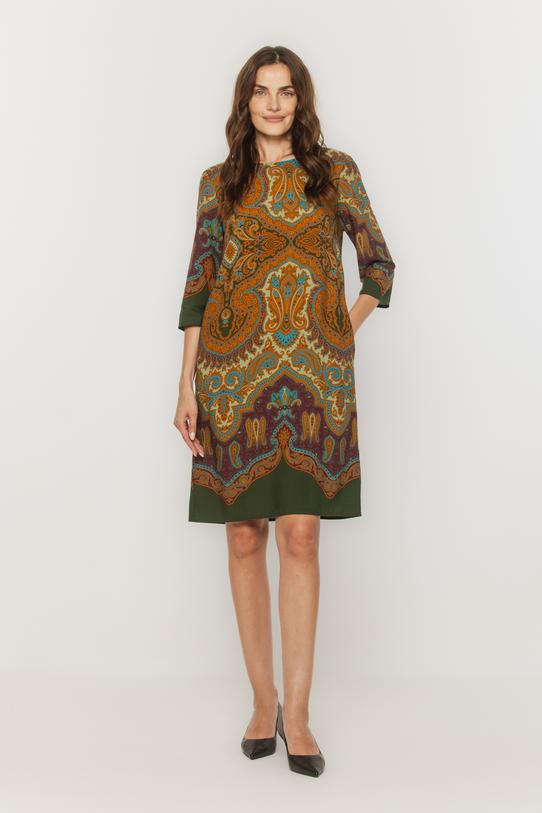 Wizualizacja Wiskozowa lekka sukienka w jesiennych kolorach