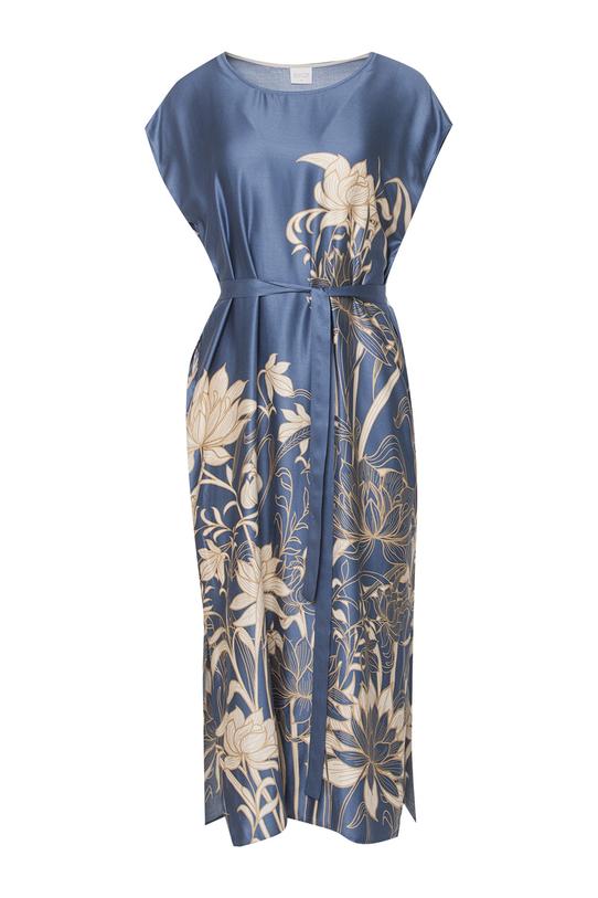 Blue viscose dress with a delicate sheen - 1