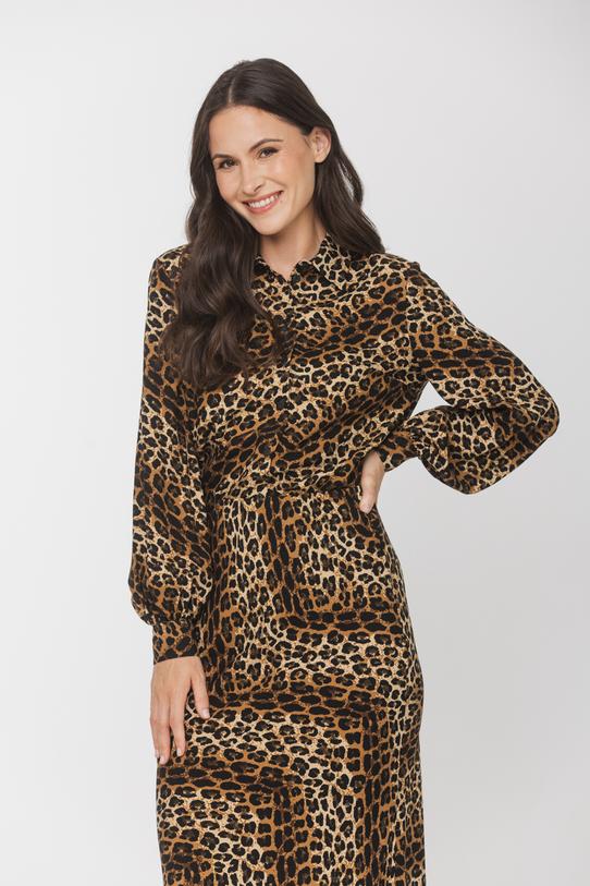 Wiskozowa prosta koszula w zwierzęcy wzór - 4