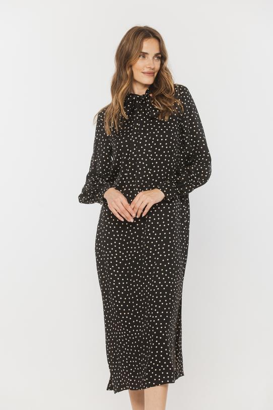 Wiskozowa prosta sukienka z długim rękawem i wiązaniem - 2