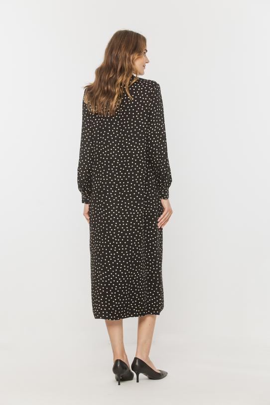 Wiskozowa prosta sukienka z długim rękawem i wiązaniem - 3