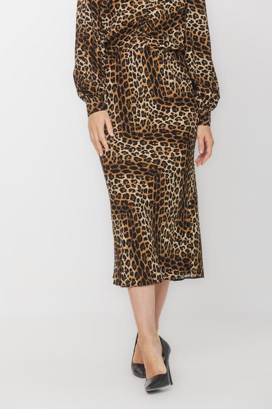 Wiskozowa spódnica w panterkowy wzór z elastyczna talią - 2