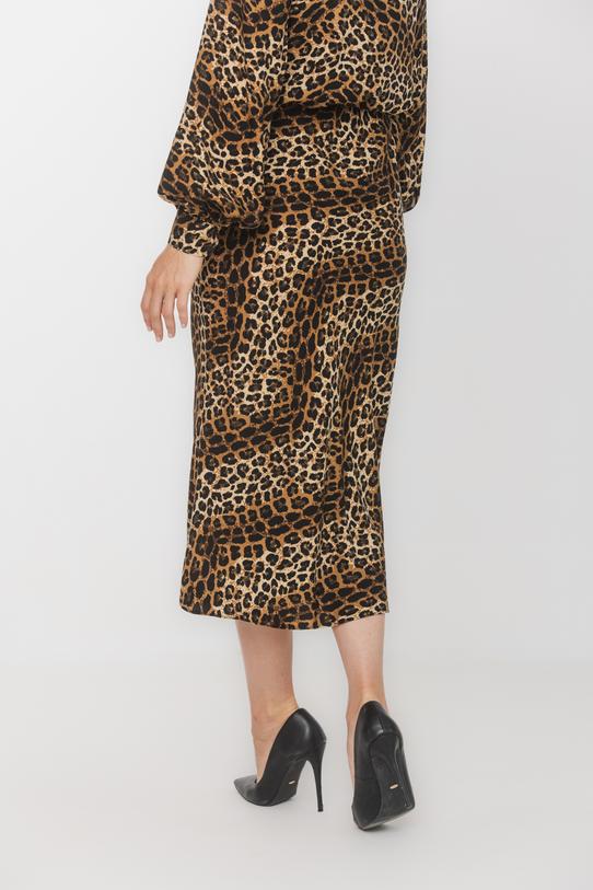 Wiskozowa spódnica w panterkowy wzór z elastyczna talią - 3