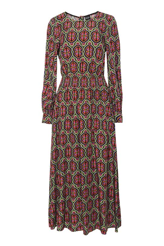 Wiskozowa sukienka midi z gumeczkami w talii - 1