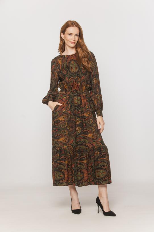Wizualizacja Wiskozowa sukienka z falbaną w stylu boho