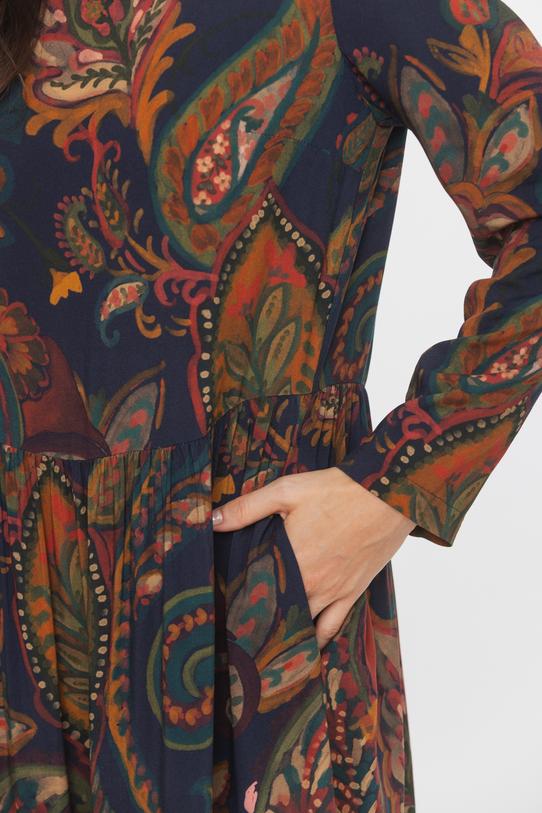 Wiskozowa trapezowa sukienka z falbanami i długim rękawem - 5