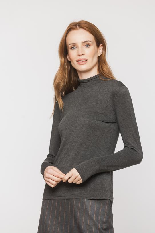 Dark grey viscose long-sleeved turtleneck - 1