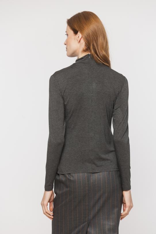 Dark grey viscose long-sleeved turtleneck - 4