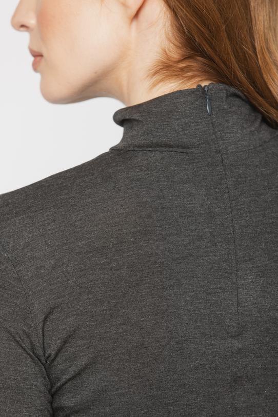 Dark grey viscose long-sleeved turtleneck - 5
