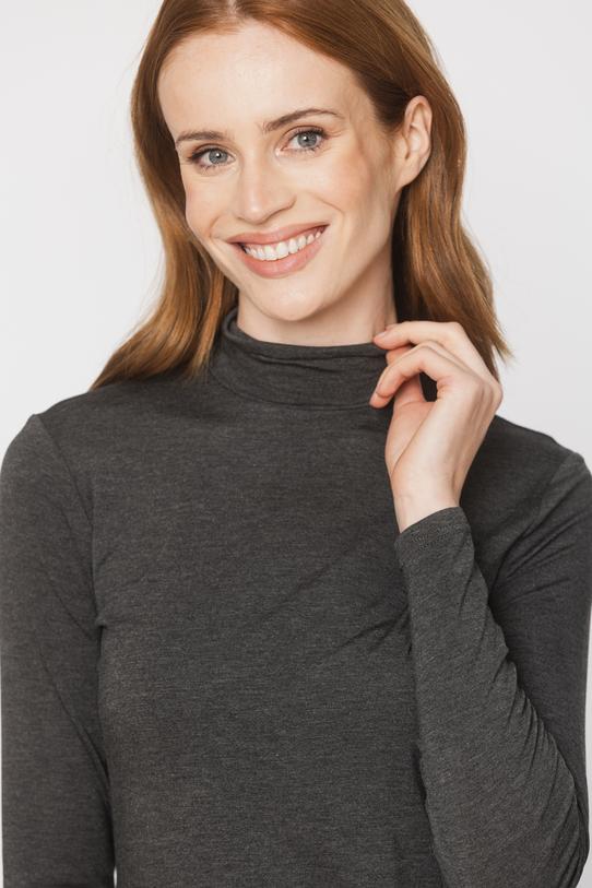 Dark grey viscose long-sleeved turtleneck - 3