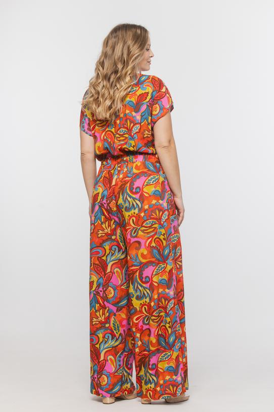 Wiskozowy kolorowy kombinezon z krótkim rękawem - 4