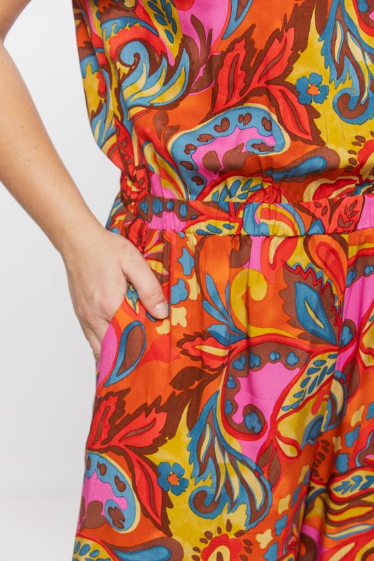 Wiskozowy kolorowy kombinezon z krótkim rękawem - 5