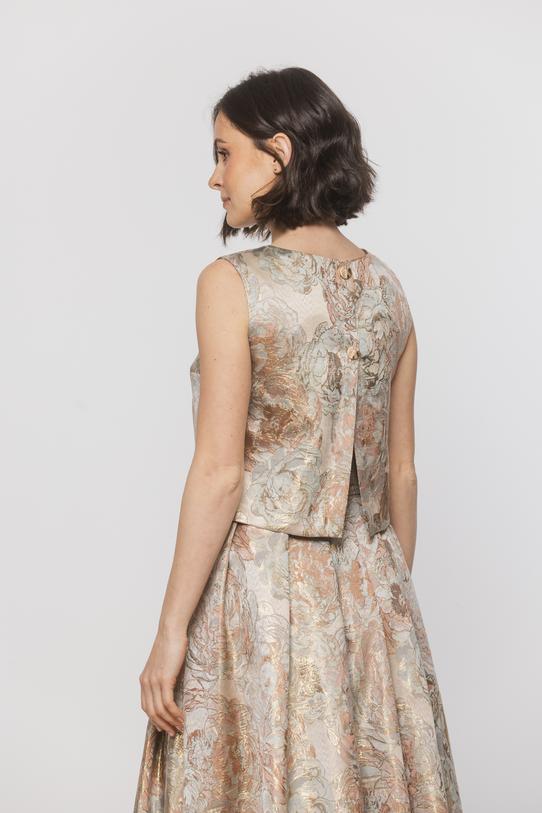 Wizytowa bluzka z błyszczącej tkaniny żakardowej - 3